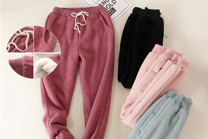 Women-Elastic-Waist-Thick-Fleece-Warm-Pants-Sweatpants-With-Pockets-1