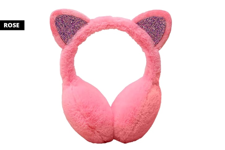 Cute-Plush-Glitter-Cat-Shaped-Earmuffs-rose