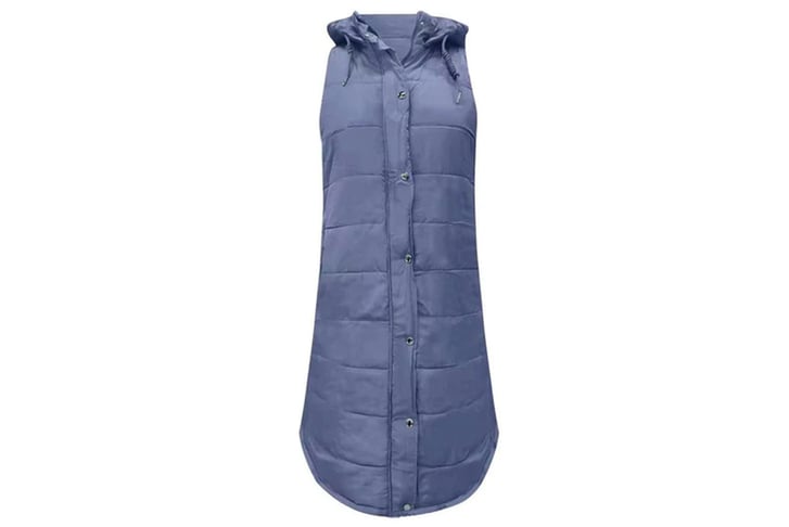 Womens-Long-Line-Hooded-Puffer-Gilet-Vest-blue
