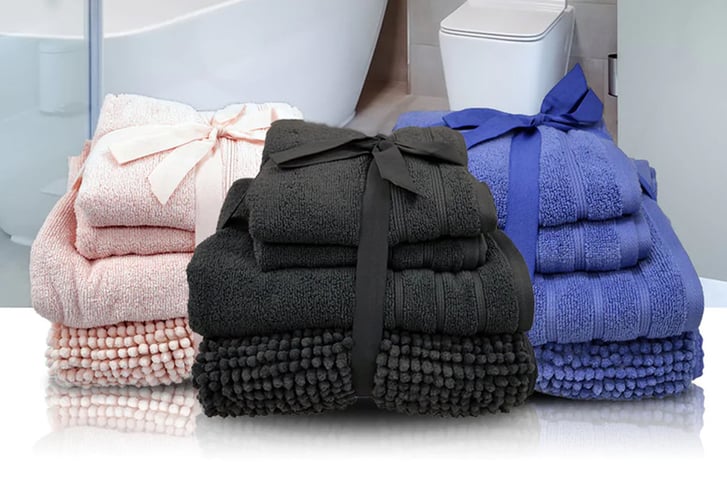 Four-Pack Towel & Bath Mat Set Deal - Wowcher