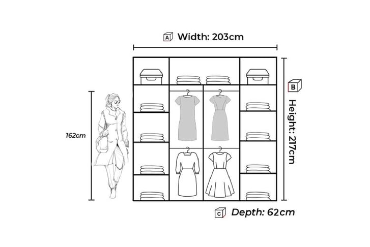 Vision Sliding Doors Mirror Wardrobe - 4 Sizes Available - Wowcher