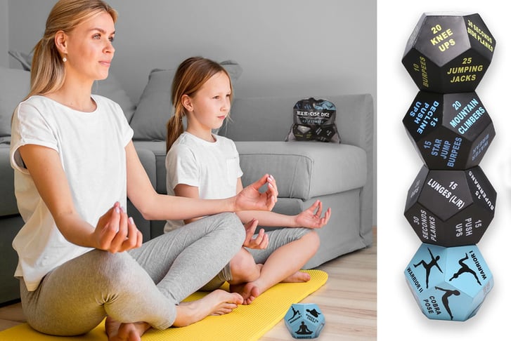 Fun Fitness Dice for Kids - Children's Workout Dice and Yoga Dice Set -  Fitness Exercise Dice Game with Kids Yoga Poses - Childrens Foam Exercise