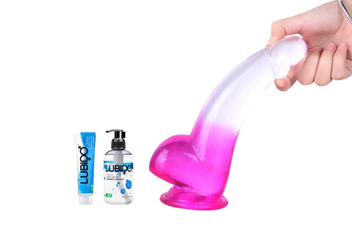 Realistic-Suction-Strap-on-Compatible-Transparent-Pink-Hands-Free-Dildo-2