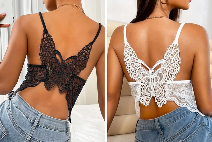Butterfly Lace Semi Sheer Cami Top Offer - Wowcher