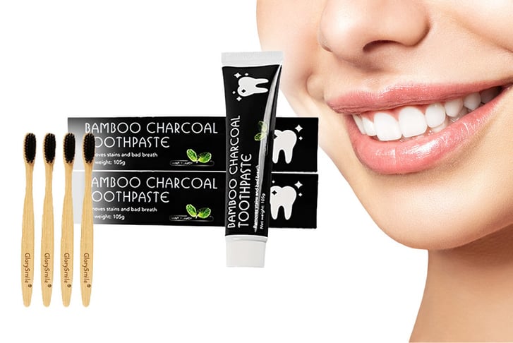 Bamboo Charcoal 2 Teeth Whitening Toothpaste with 4 Bamboo Toothbrush 1