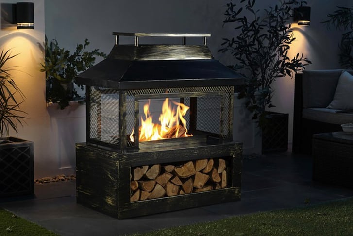Neo-Black-Outdoor-Fire-Pit-Log-Burner-With-Mesh-Surround-and-Storage-4