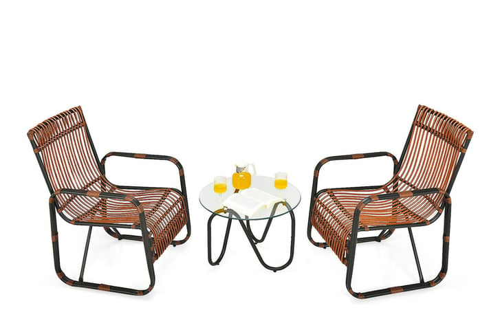 3-Piece-Rattan-Furniture-Set-with-2-Armchairs-and-Glass-Coffee-Table--2