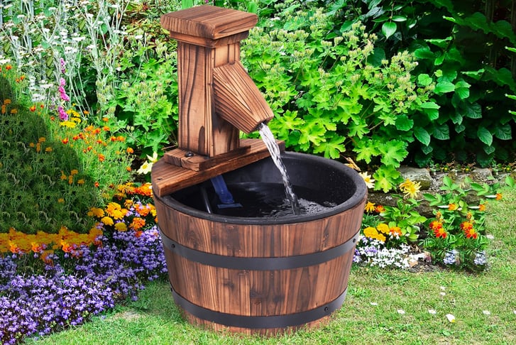 Fir-Wood-Barrel-Pump-Fountain-1