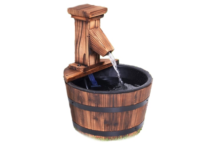Fir-Wood-Barrel-Pump-Fountain-2