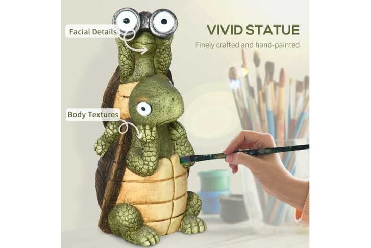 Outsunny Tortoises Garden Statue with Solar LED Light - Wowcher