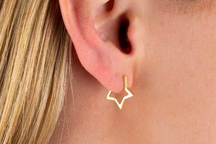 Brass-Gold-plated-Circle-Pentagram-Geometric-Hoop-Earrings-1