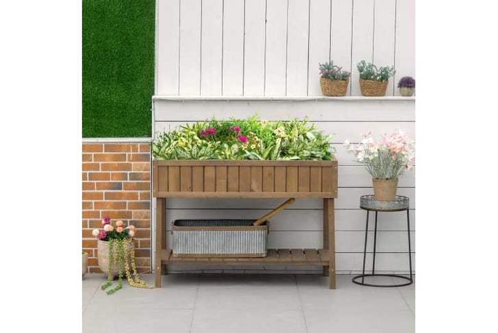 Outsunny Wooden Herb Planter Raised Bed Container Wowcher 7332