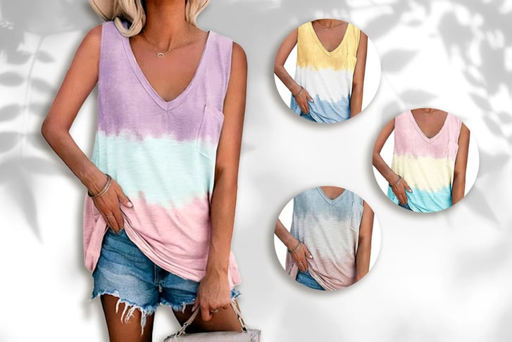 Spring-and-Summer-Women's-Gradient-Contrast-V-neck-Tank-Top-1