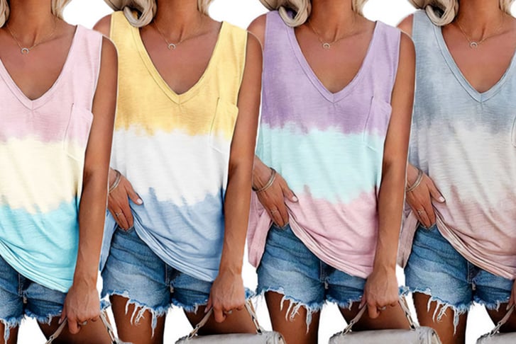 Spring-and-Summer-Women's-Gradient-Contrast-V-neck-Tank-Top-2