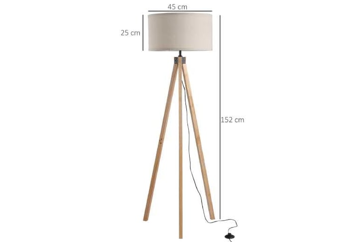 HOMCOM 5FT Elegant Wood Tripod Floor Lamp - 2 Colours - LivingSocial