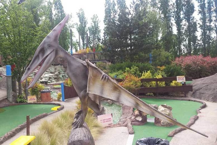 A Pterodactyl at Mr. Mulligan's Dino Golf Course