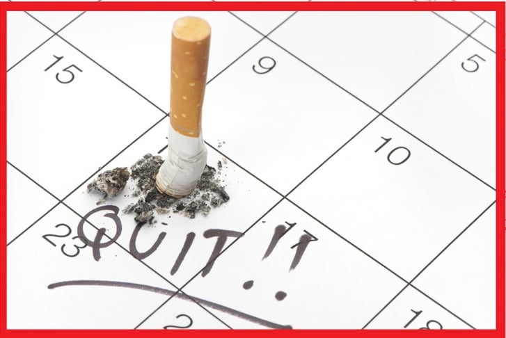 cigarette stubbed on date red border