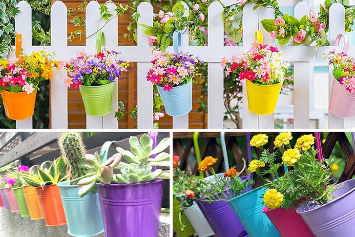 Pack-Flower-Pots-Hanging-Pots-Balcony-Garden-Plant-Hook-Iron-Planter-1