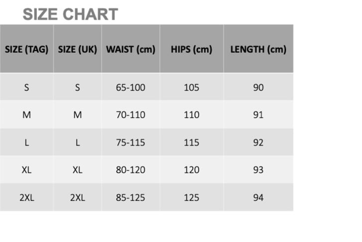 Wowcher Size Chart - Merchants 3 PANTS