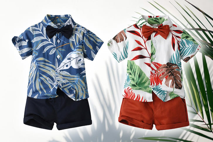 Hawaiian-Blouse-Shirt-Boys'-Shorts-Casual-Two-Piece-Set-1