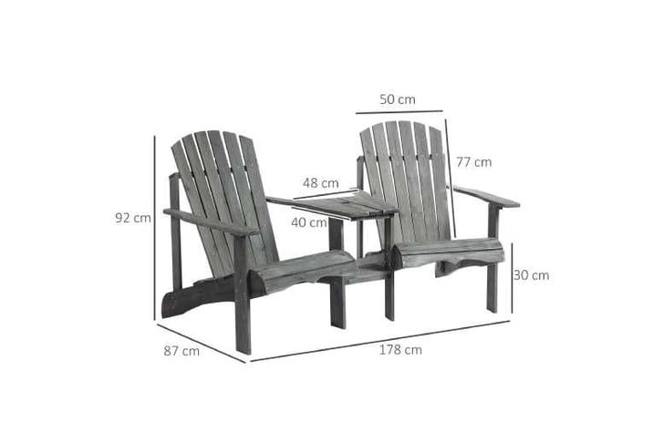 Outsunny Outdoor Adirondack Double Chair With Table 2 Colours Wowcher   1193448 