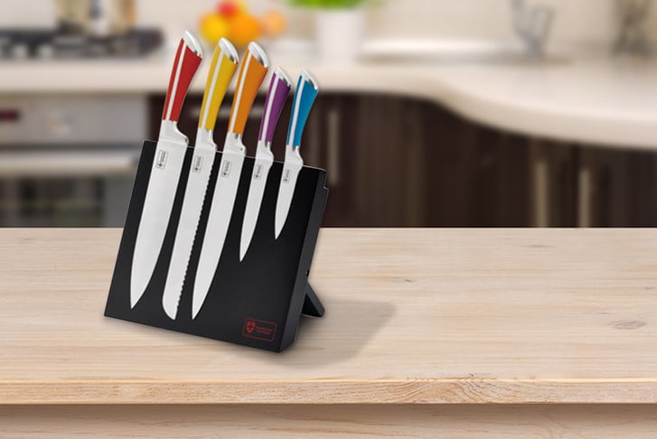 Brainify - Royalty Line Switzerland 6-Piece Stainless Steel Knife Set & Magnetic Stand