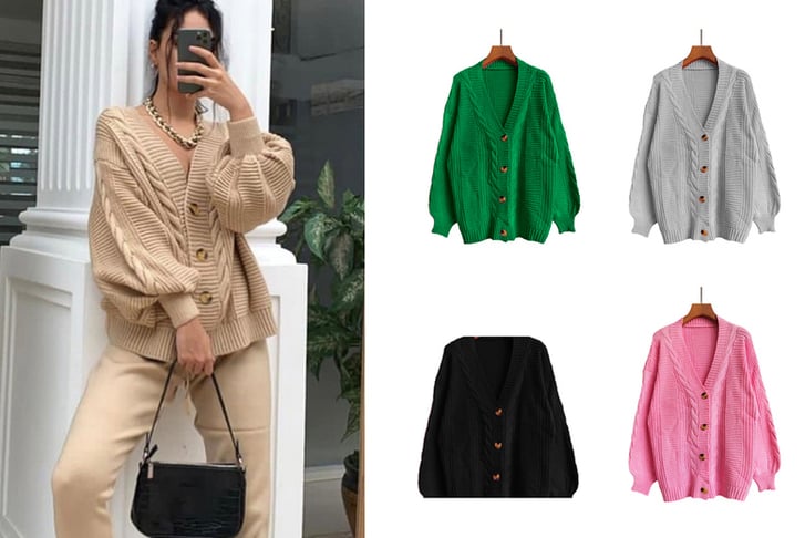 Casual Oversized Knit Cardigan Deal - Wowcher