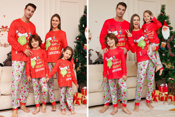 Grinch Christmas Matching Pajamas,Long Sleeve Pajama Set For Women