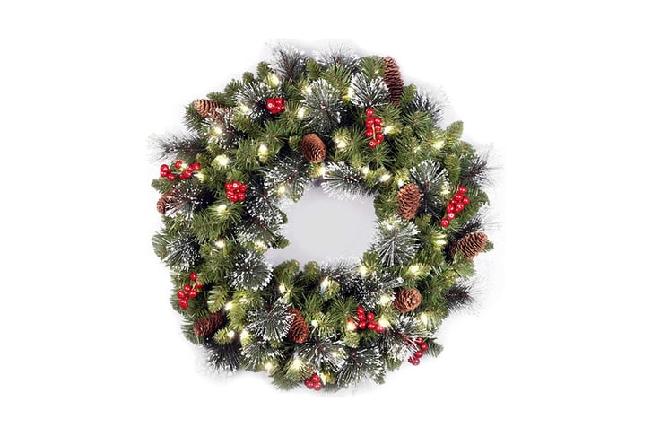 Artificial-Traditional-Christmas-Door-Wreath-with-Lights-2