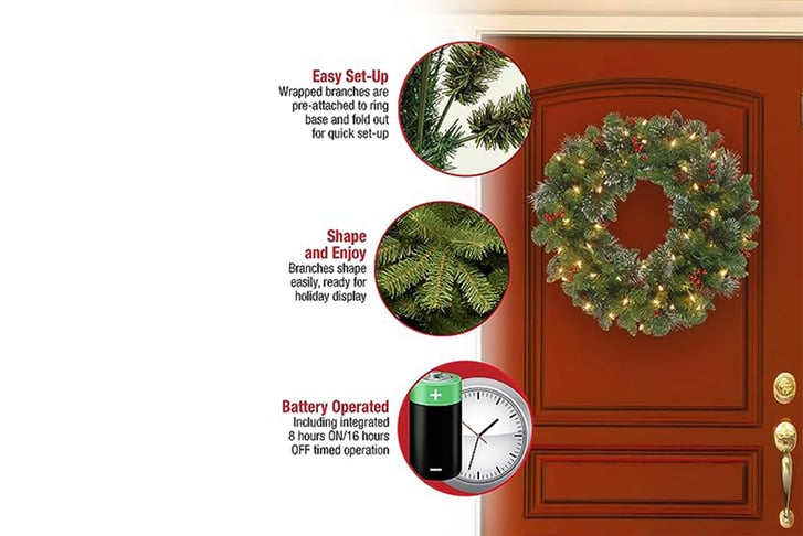 Artificial-Traditional-Christmas-Door-Wreath-with-Lights-3