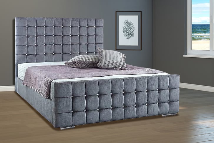 Royal-Grey-Cube-Bed-with-Plush-Velvet-Fabric-1