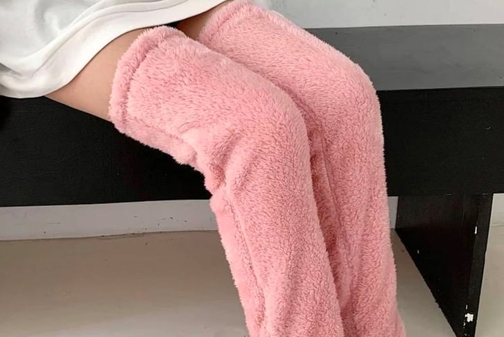 Over Knee High Fuzzy Socks 1 Pairs, Plush Slipper Stockings Furry Long Leg  Warmers For Women Men Winter Home Sleeping Socks