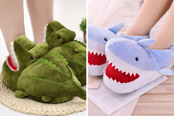 Soft-Plush-Shark-and-Dinosaur-Slippers-1