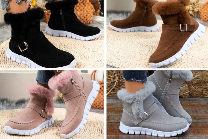 Women-Snow-Boots-Fur-Lined-Slip-On-Ankle-Boots-1