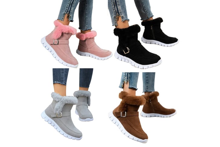 Women-Snow-Boots-Fur-Lined-Slip-On-Ankle-Boots-2
