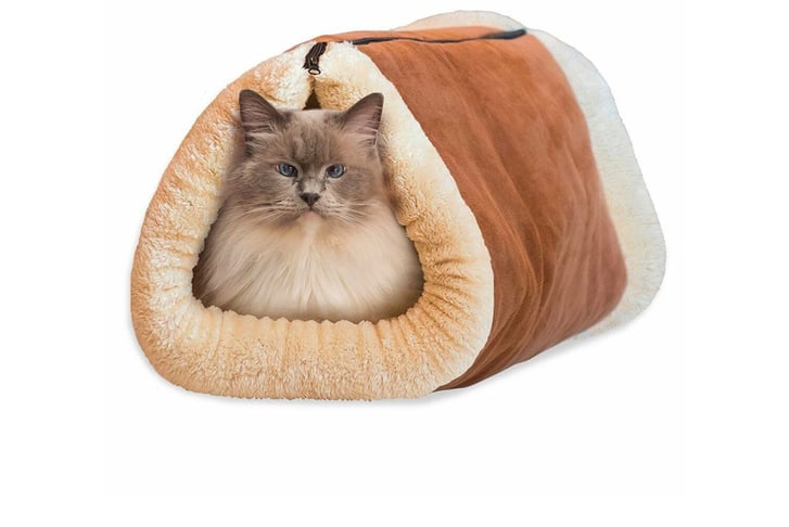 Two-In-One-Cat-Cave-and-Bed-with-Self-Heating-Thermal-Core-No-Electric-Blanket-2