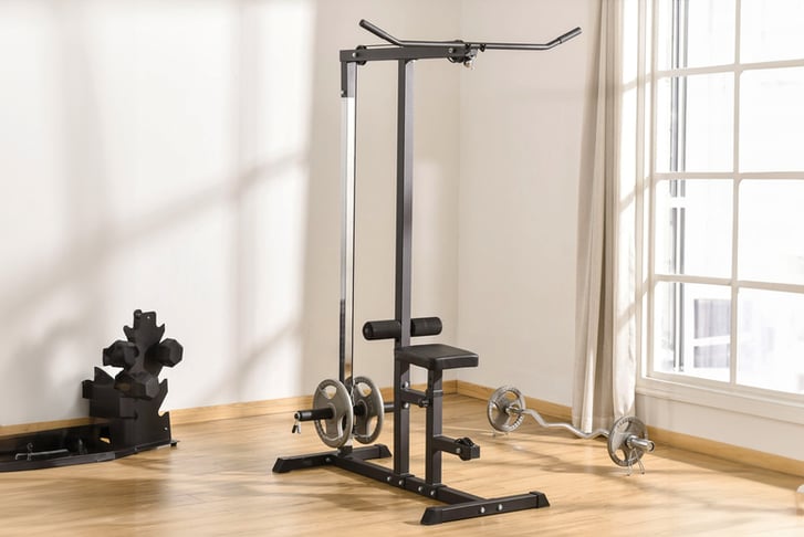 Exercise-Pulley-Machine-Power-Tower-with-Adjustable-Seat-Cable-Positions-1