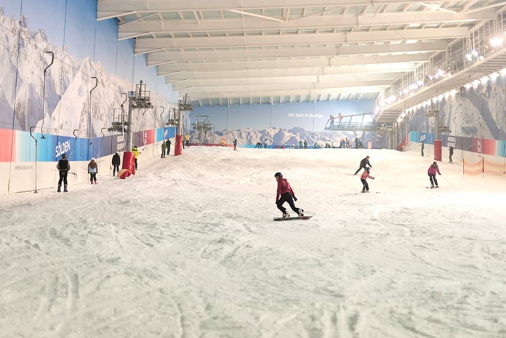 An indoor ski slope