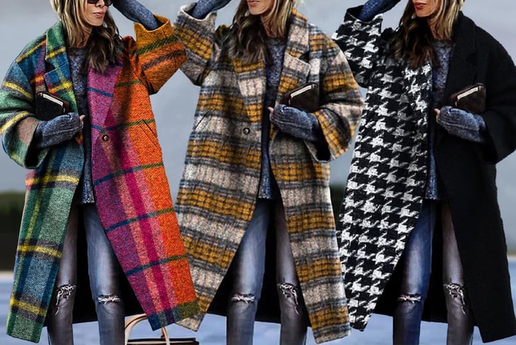 Womens Printed Woolen Coat-1