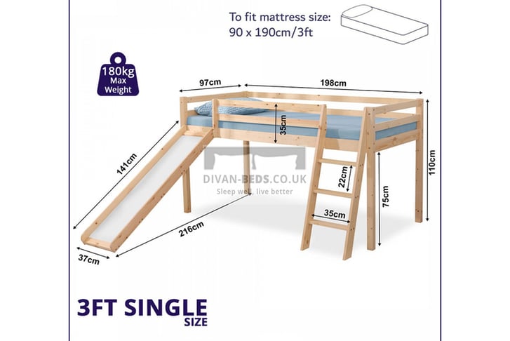 32335896-3FT-Wooden-Kids-Bunk-Bed-with-Slide-7