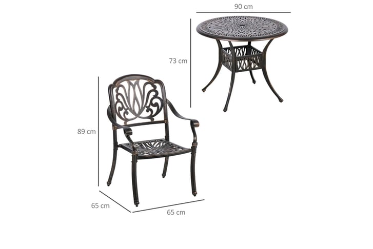 32488118-5PCs-Garden-Dining-Conversation-Set-4-Chairs-Table-W-Umbrella-Hole-Cast-Aluminum-11