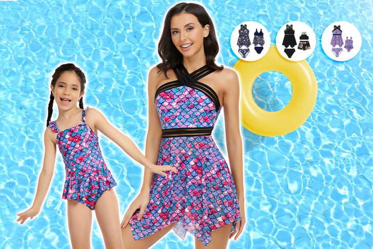 Mother-and-Daughter-Retro-Printed-Panel-Split-Swimsuits-1