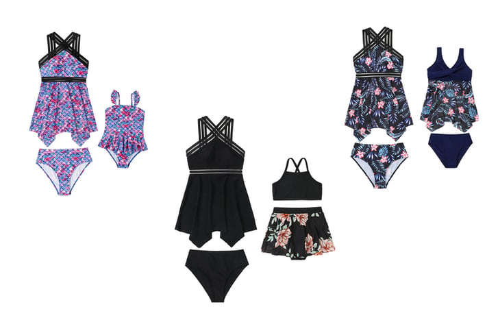 Mother-and-Daughter-Retro-Printed-Panel-Split-Swimsuits-2