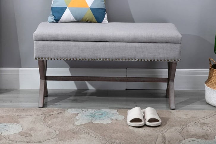 Polyester-Upholstered-Ottoman-Stool-Grey-1