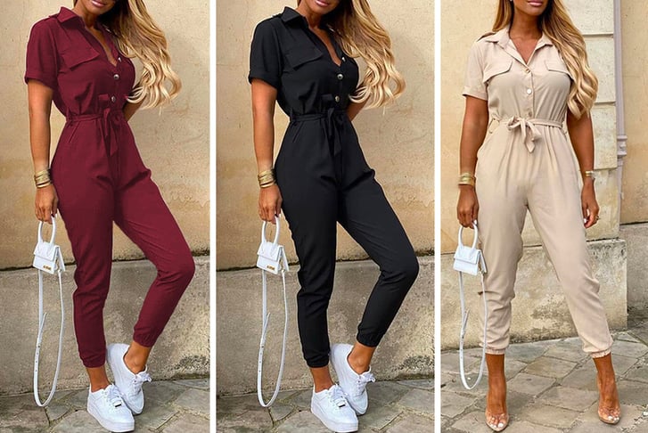 32676590-Womens-Short-Sleeves-Stripes-Cargo-Jumpsuit-Casual-Print-Pocket-Playsuit-Rompers-1