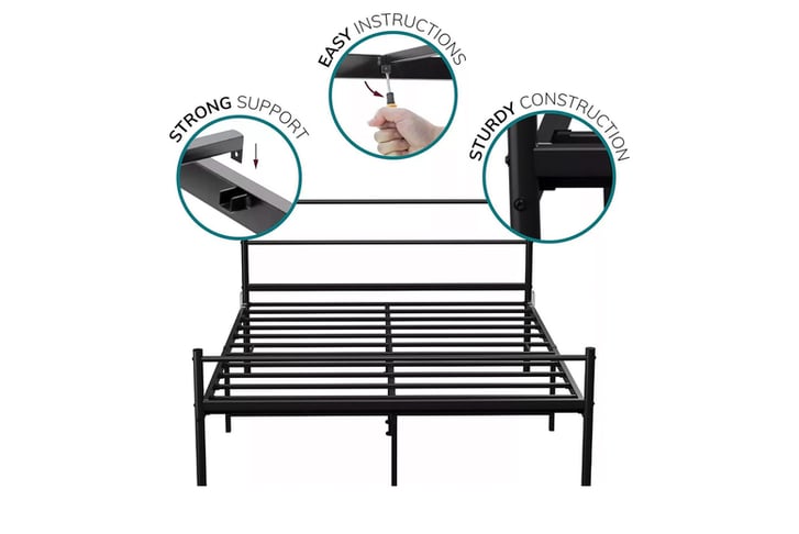 32870489-Stylish-Square-Metal-Bed-Extra-Strong-Frame-5