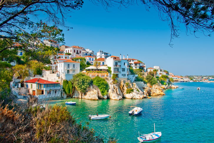 the Old part in town of island Skiathos in Greece