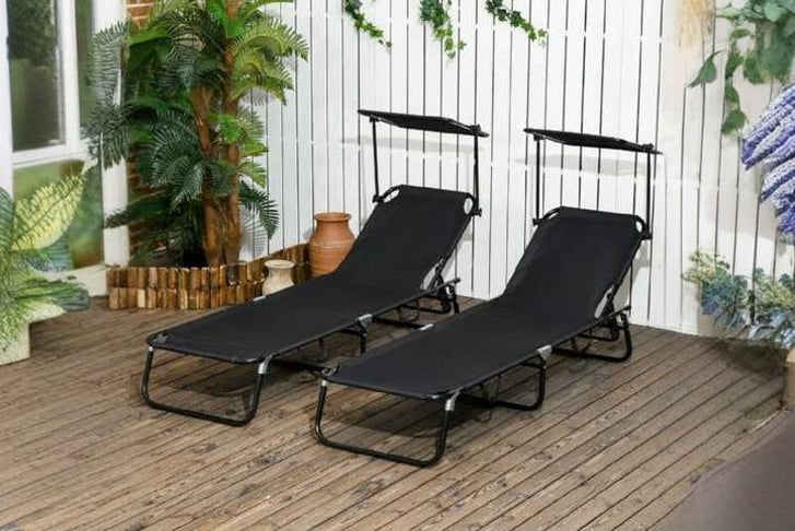 Folding Chaise Lounge Pool Chairs, Outdoor Sun Tanning Chairs - Wowcher