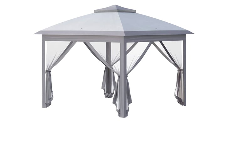 32891516-3.3m-x-3.3m-Pop-Up-Canopy,-Double-Roof-Foldable-Canopy-Tent-Grey-2