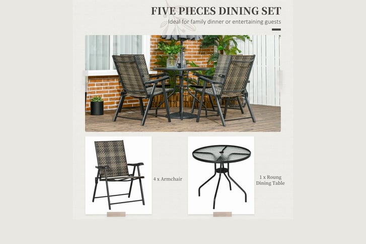 32911436-5-Pieces-Rattan-Dining-Sets,-80cm-Round-Glass-Top-Garden-Dining-Table-with-Umbrella-Hole-5